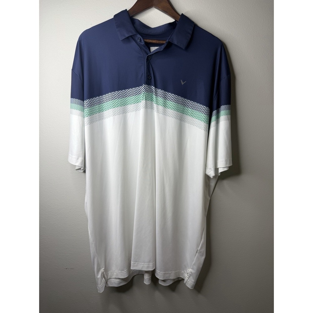 Callaway men's Opti Dri golf polo 2XL Blue/white/green